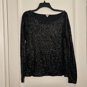 J CREW Black Sequin Long Sleeve Sequin Top - Small